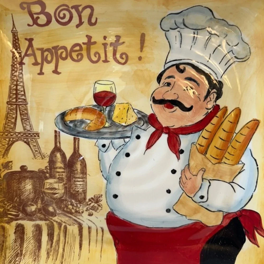 Maxcera Fat Chef Plate Bon‎ Appetit Eiffel Tower Serving Platter 11